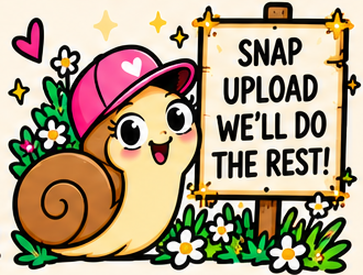 Sale Trail snail mascot with pink hat and big eyes